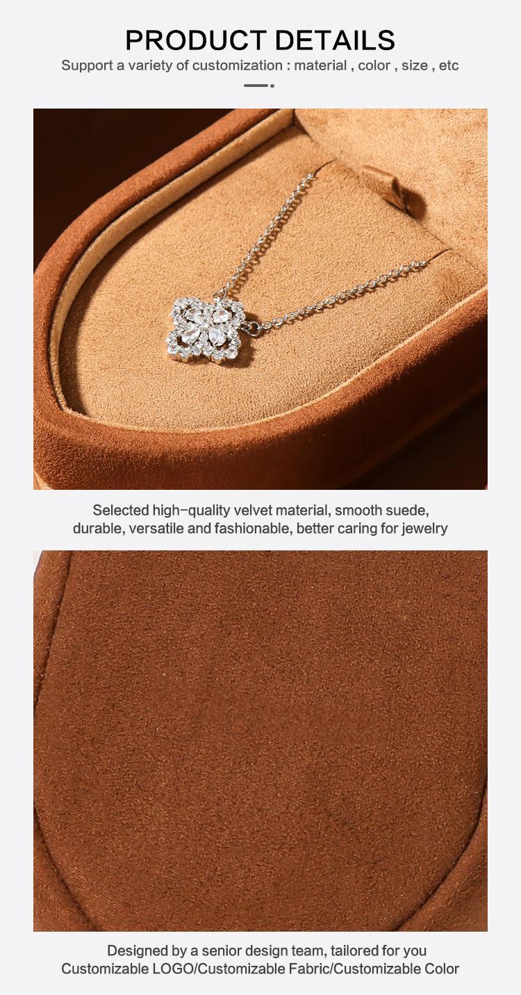 2026 New Arrival Caramel Brown Sail-shaped Velvet Jewelry Box 15