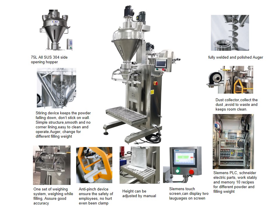 DJ-1B3+75W Semi-automatic 1-25kg Powder Weighing Machine 7