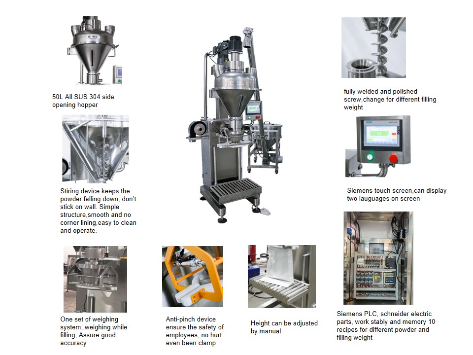 DJ-1B3+50W Semi-auto 0.1-10kg Powder Auger Filling Machine 7