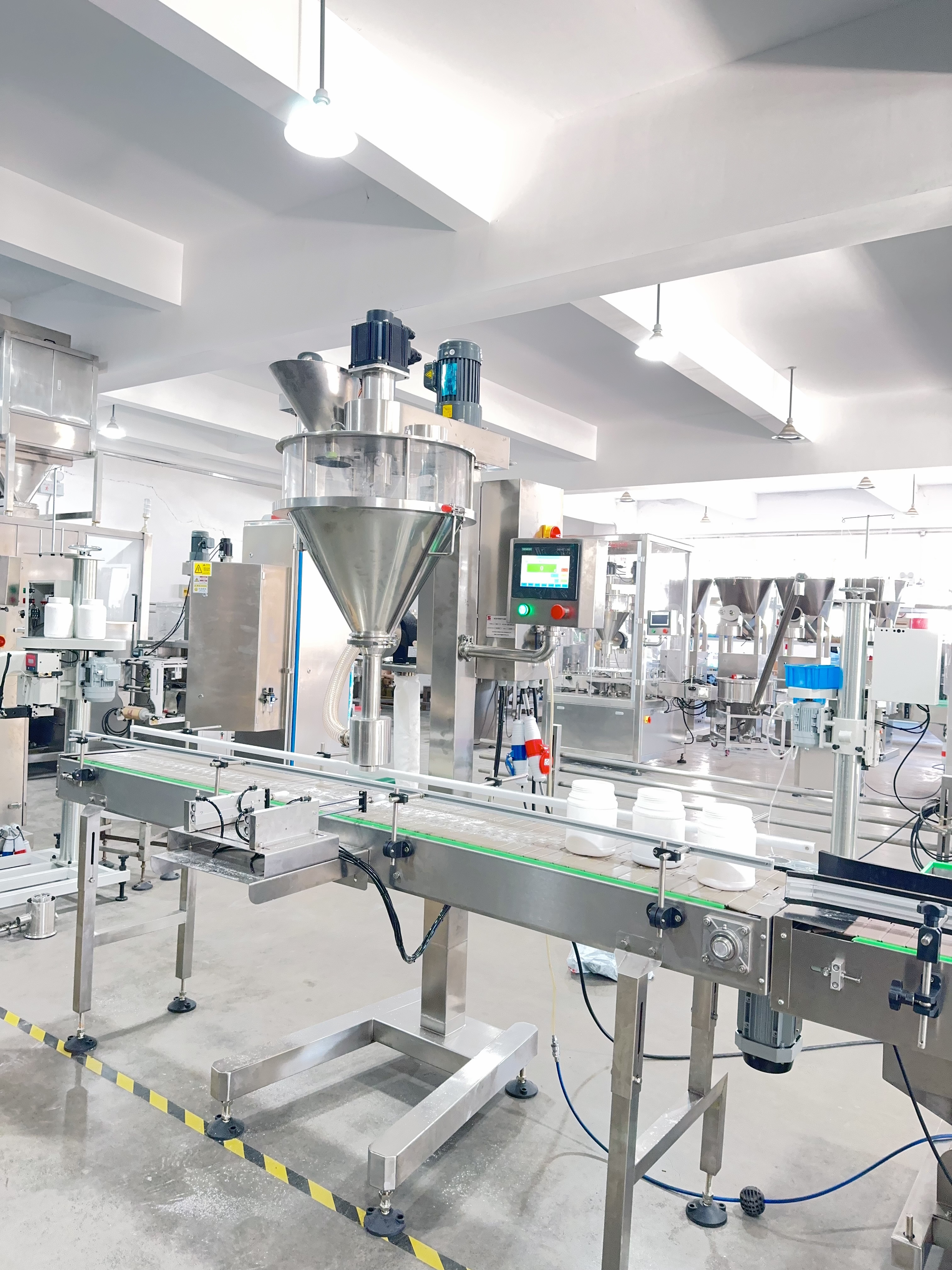 Protein powder filling machine with Siemens PLC touch screen and Schneider Electric components