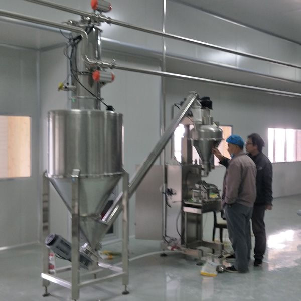 Automatic flour mixing+ feeding +packing line test success in customer factory 1