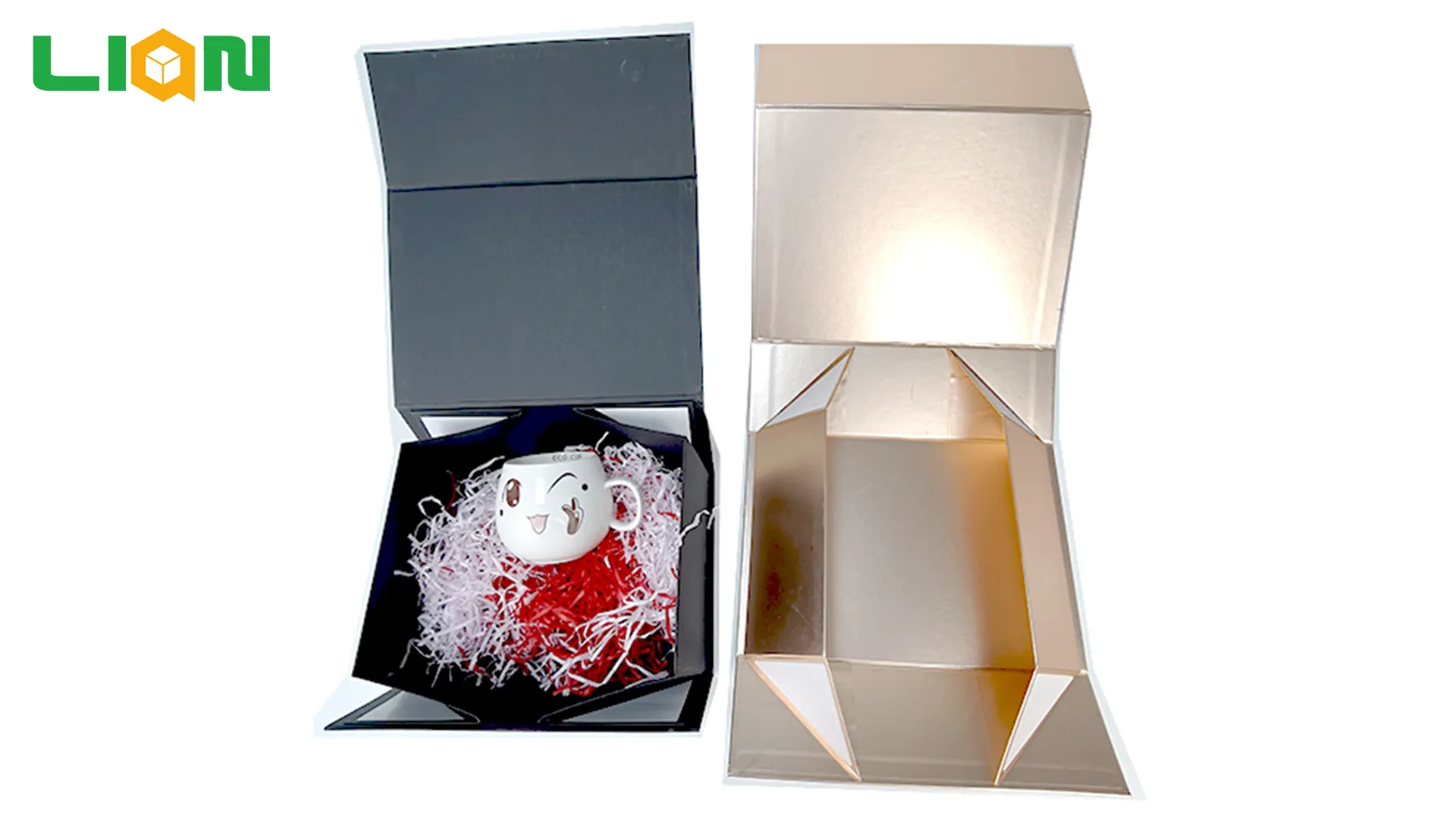 Delicated Black Elegant Magnetic Folding Custom Logo Folding Gift Packaging Box 1