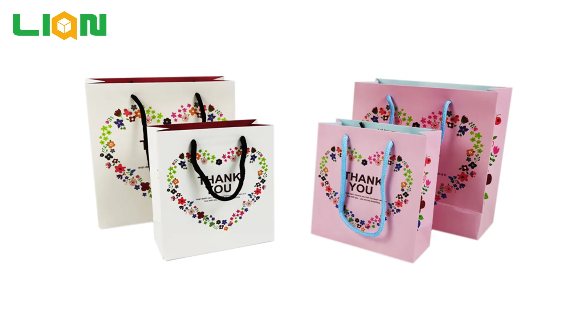 Custom Reusable Printed Cardboard Paper Bags With White Ribbons 1