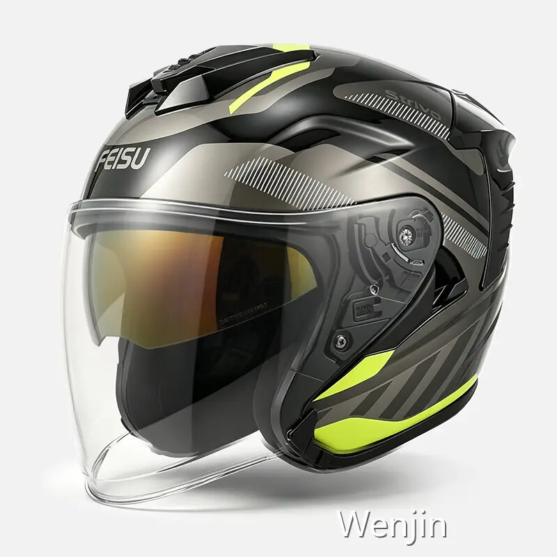Wenjin Green Open Face Helmets Supplier in China 1