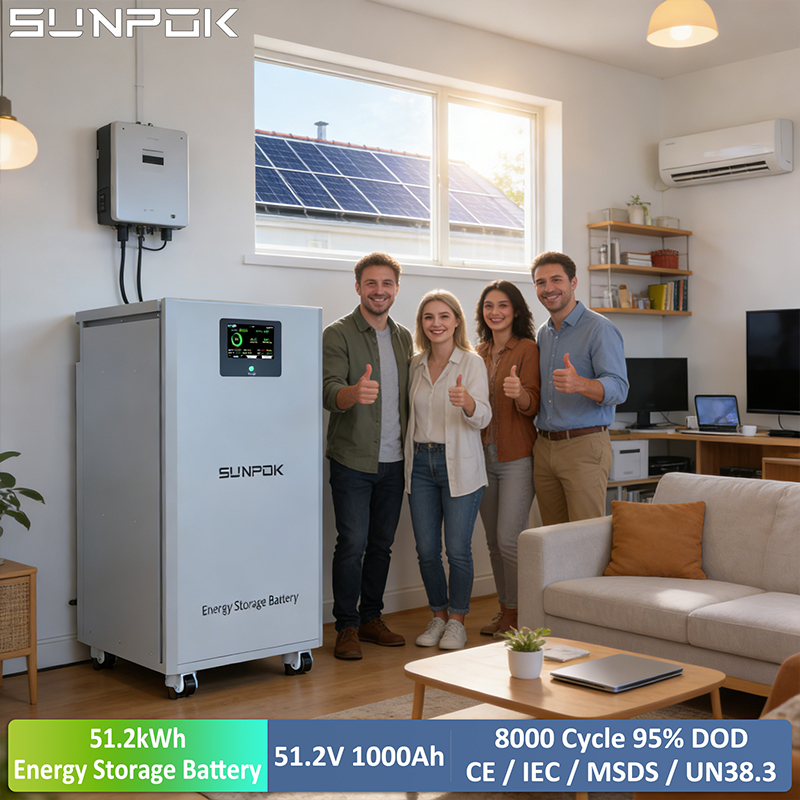 Piso de SUNPOK 51.2V 1000Ah 51.2kWh que coloca la batería de almacenamiento de energía solar industrial comercial LiFePO4
