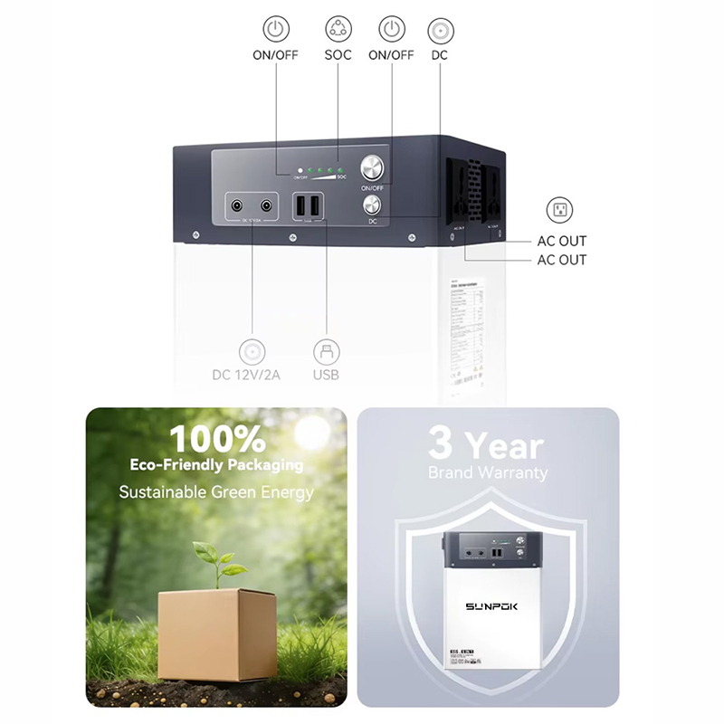 Tragbare Powerstation mit 300 W, 500 W oder 1000 Wh für Camping und Notfälle 5