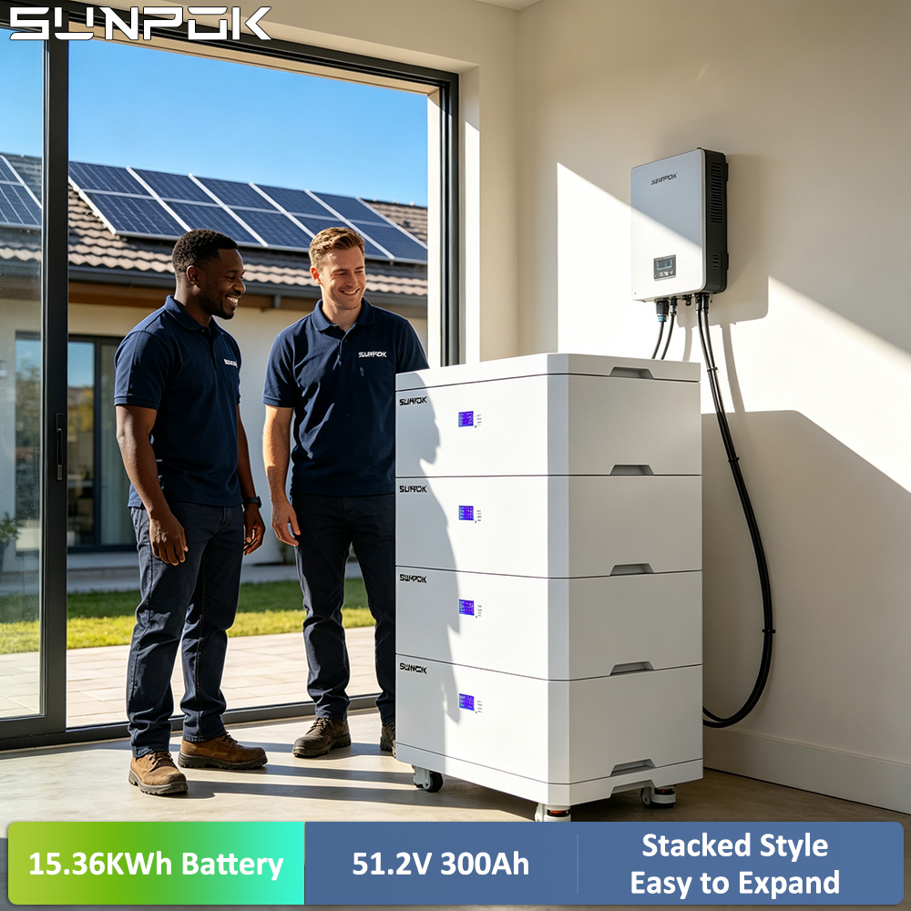 15kWh Stacked LiFePO4 Battery 51.2V 300Ah Home Storage 1
