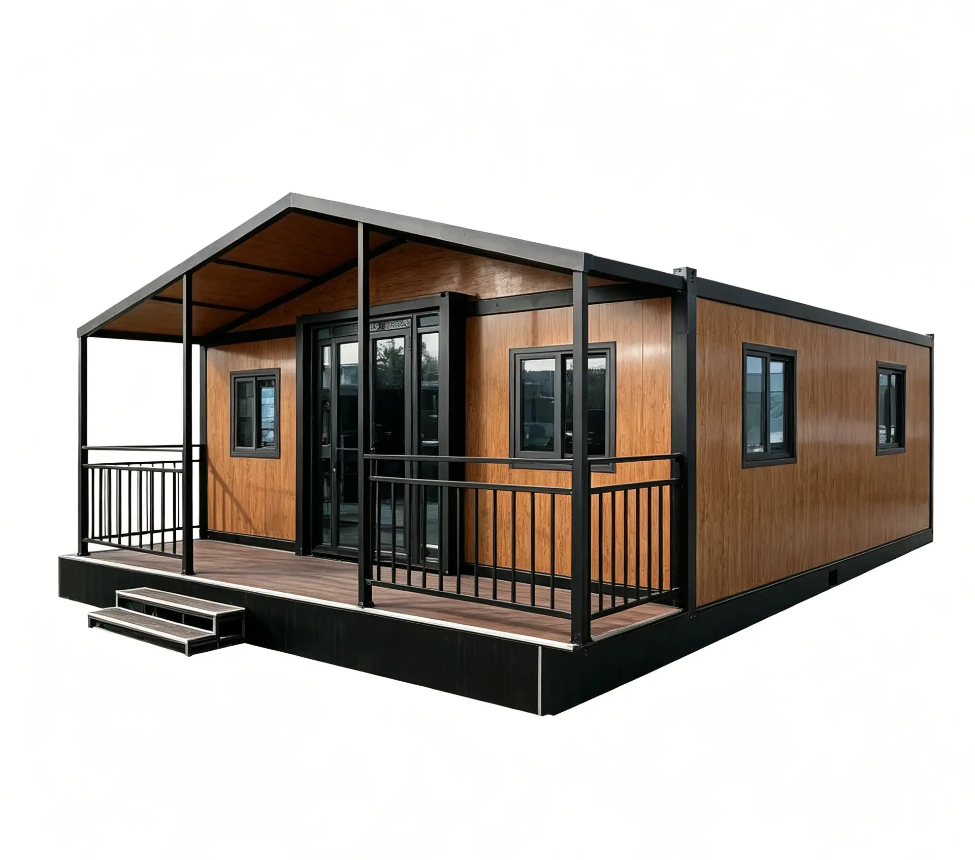 20ft Bi-Wing Expandable Prefab Container House with Pavilion 1