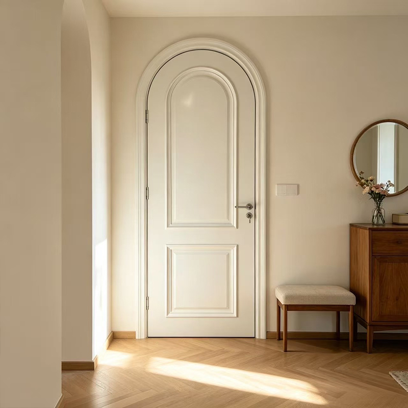 Internal Room French Arched White Lacquer Wooden Door YD-11 1