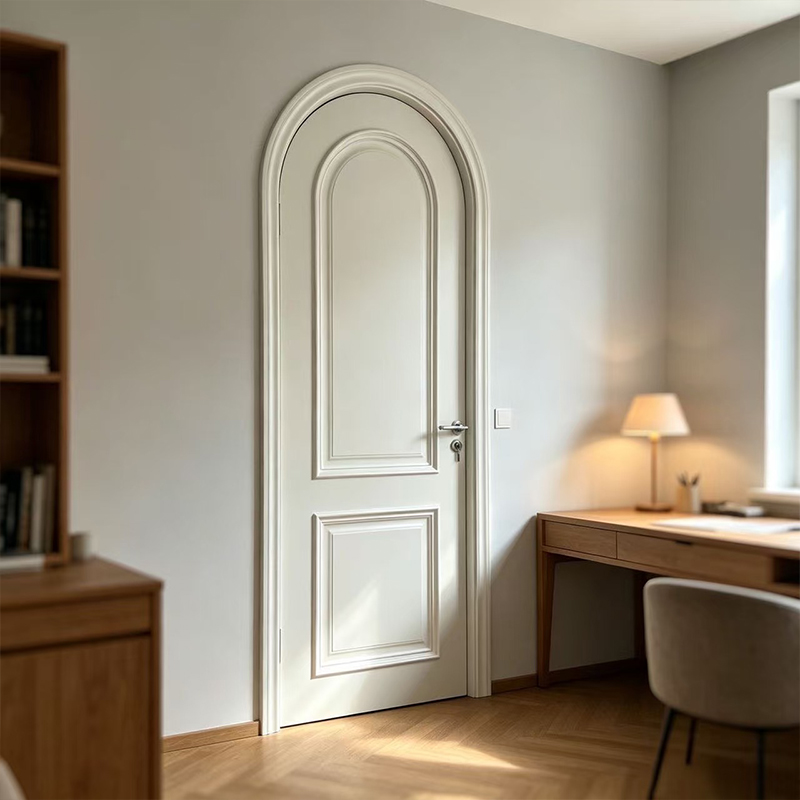 Internal Room French Arched White Lacquer Wooden Door YD-11 5