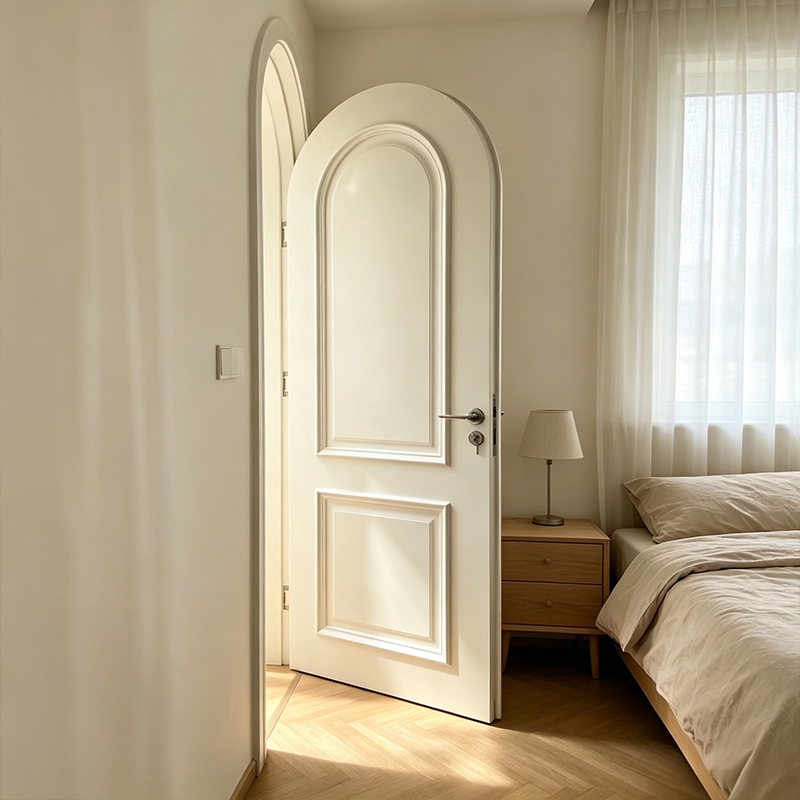 Internal Room French Arched White Lacquer Wooden Door YD-11 3