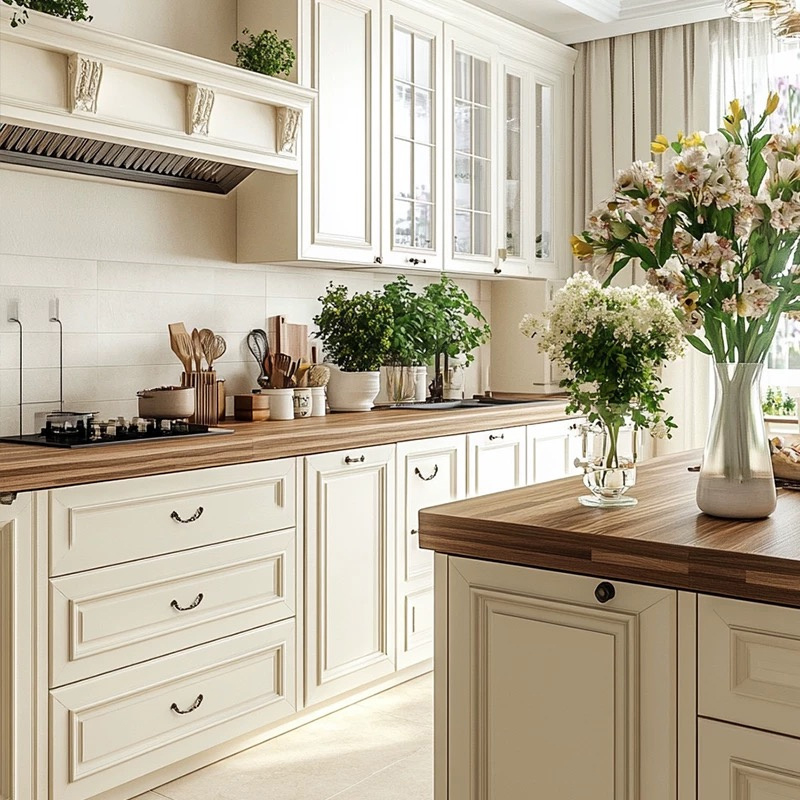 French Style Lacquer Modular Kitchen Cabinet For Practical Storage YK-01 2