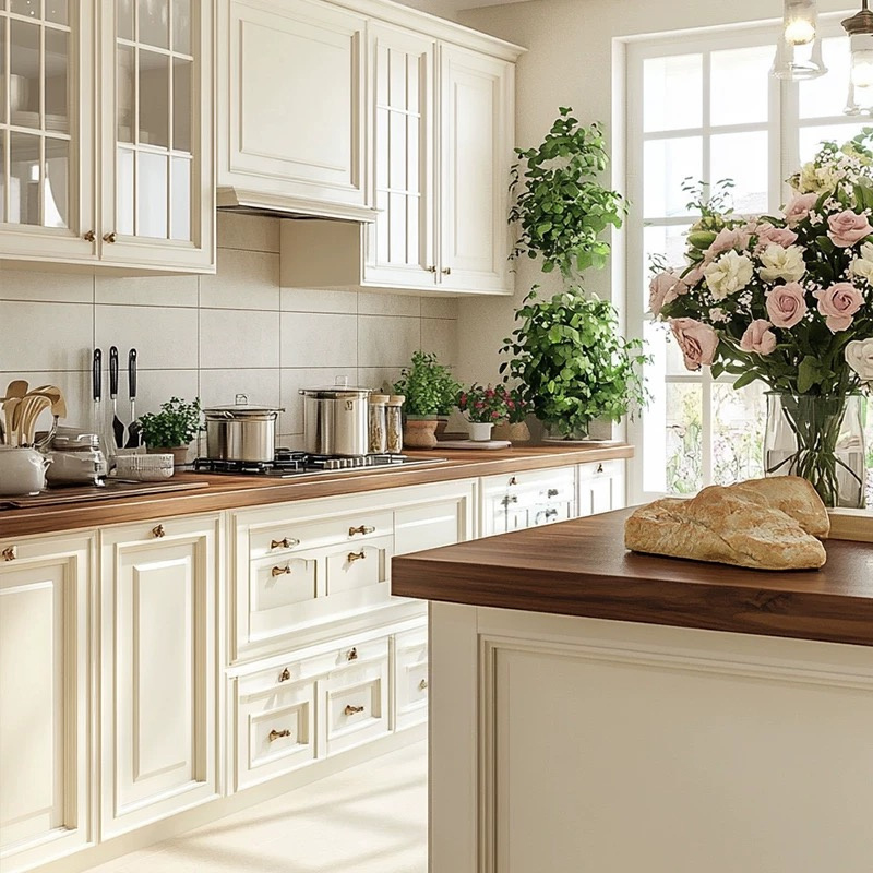 French Style Lacquer Modular Kitchen Cabinet For Practical Storage YK-01 4