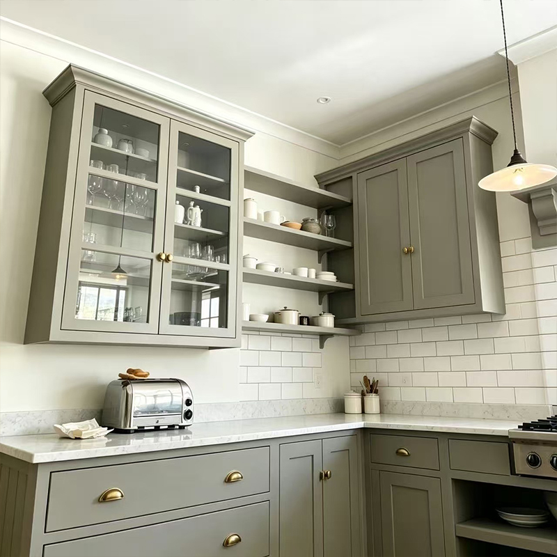 Modern Farmhouse Shaker Lacquer Kitchen Cabinets with Island YK-06 5