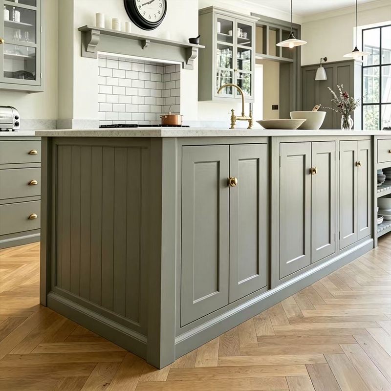 Modern Farmhouse Shaker Lacquer Kitchen Cabinets with Island YK-06 4