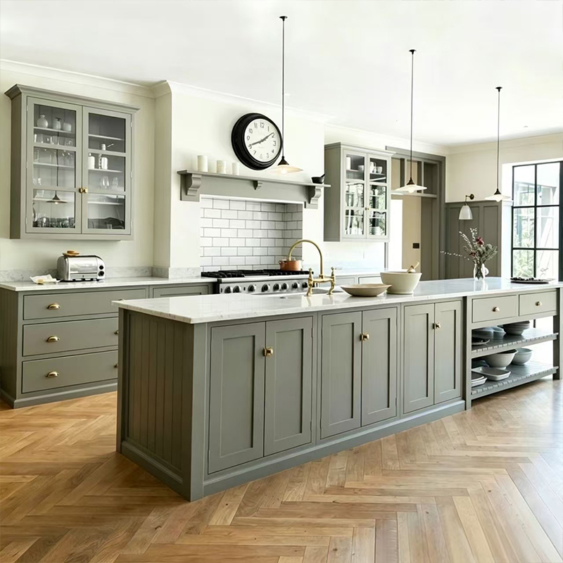 Modern Farmhouse Shaker Lacquer Kitchen Cabinets with Island YK-06 3