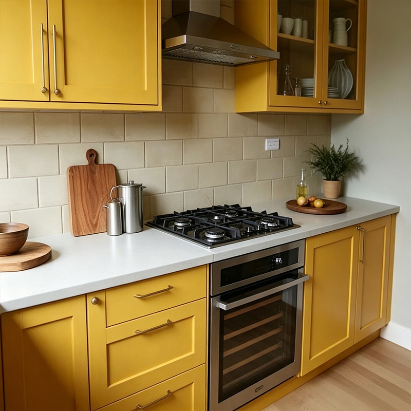 European Style Yellow Modern Shaker Kitchen Cabinet YK-02 3