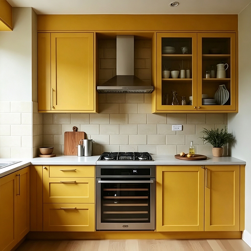 European Style Yellow Modern Shaker Kitchen Cabinet YK-02 2