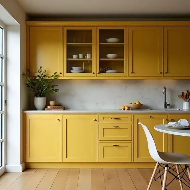 European Style Yellow Modern Shaker Kitchen Cabinet YK-02 1