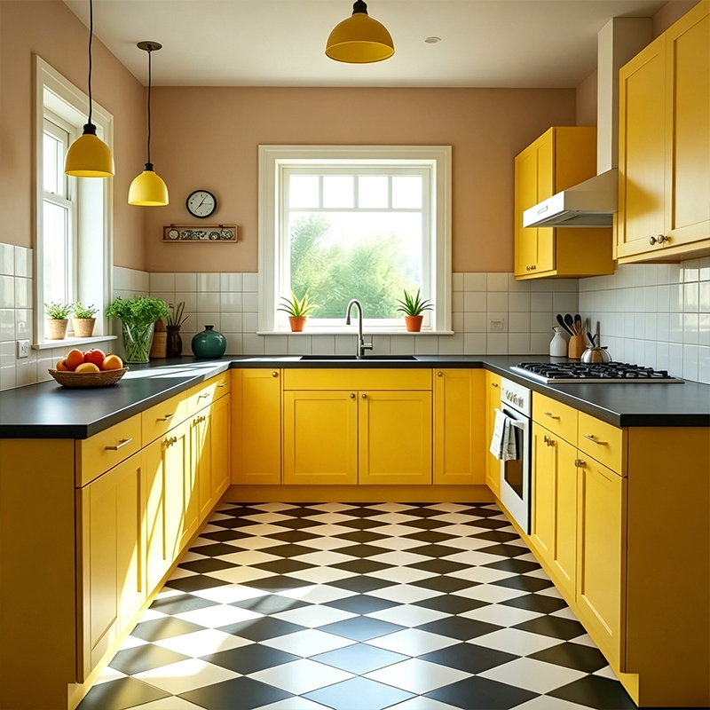 European Style Yellow Modern Shaker Kitchen Cabinet YK-02 4