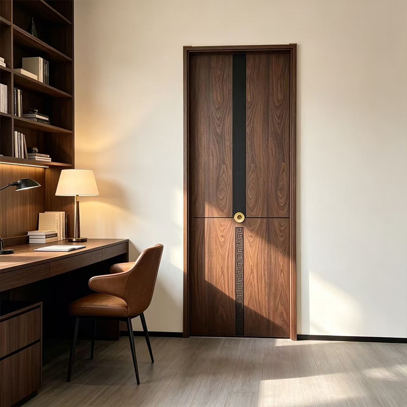 Puerta interior de chapa de madera compuesta maciza con incrustaciones metálicas YD-04 2