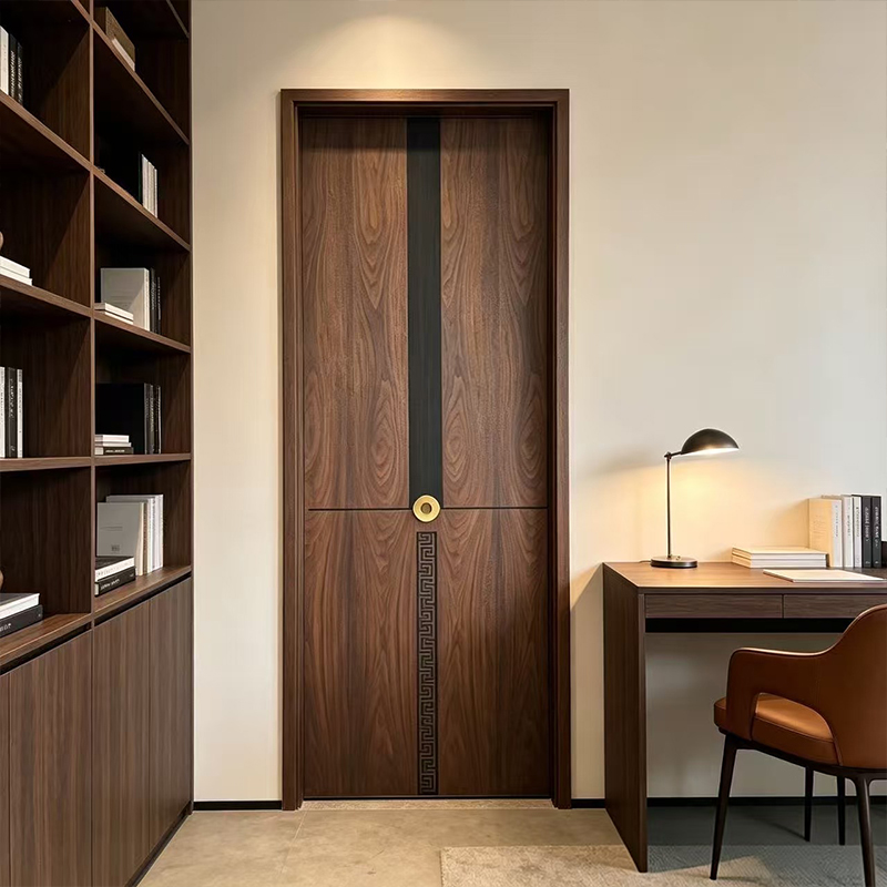 Puerta interior de chapa de madera compuesta maciza con incrustaciones metálicas YD-04 3