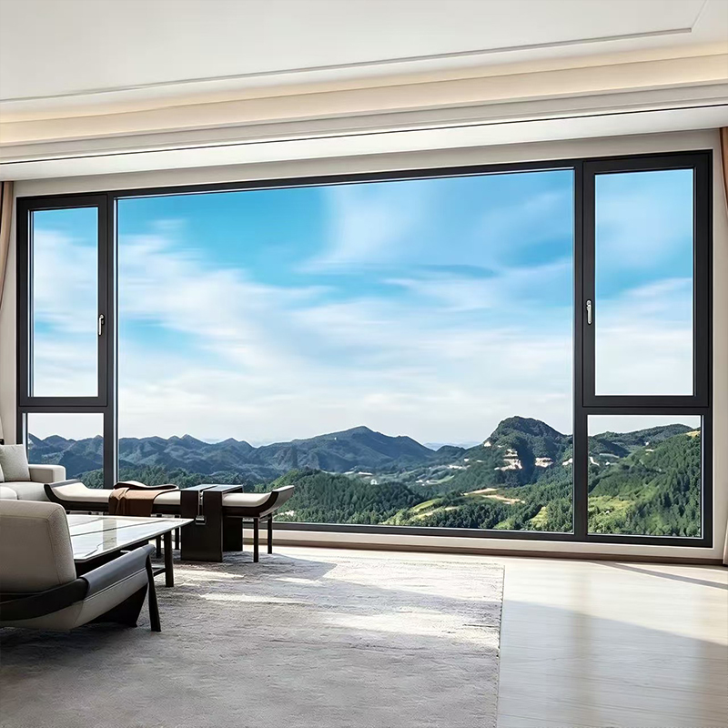 Balcony aluminum profile double glass casement window YW-01 5