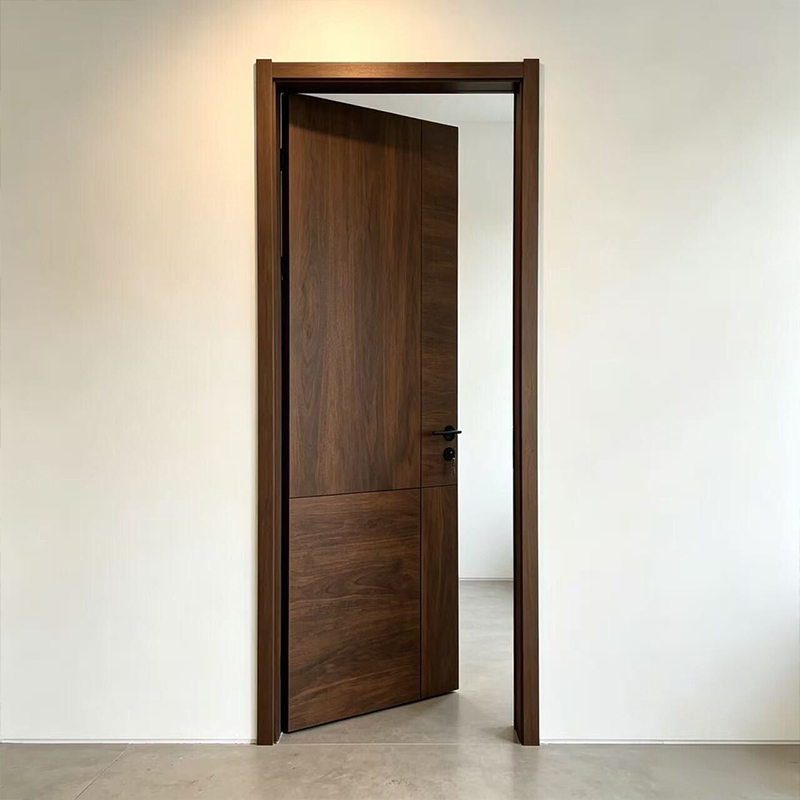 Porta de quarto moderna em madeira folheada a nogueira preta YD-02 2
