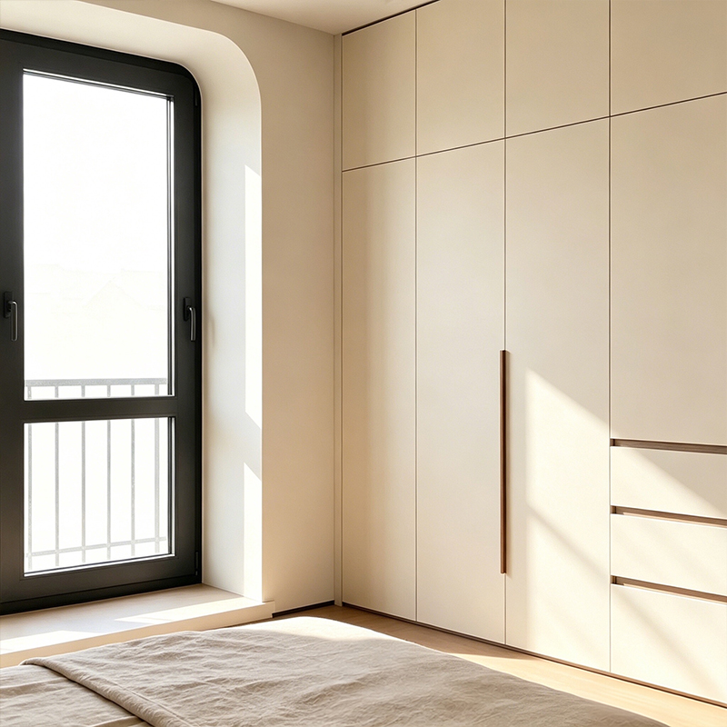 Maßgefertigter, moderner Einbauschrank fürs Schlafzimmer mit Schubladen YW-10 5