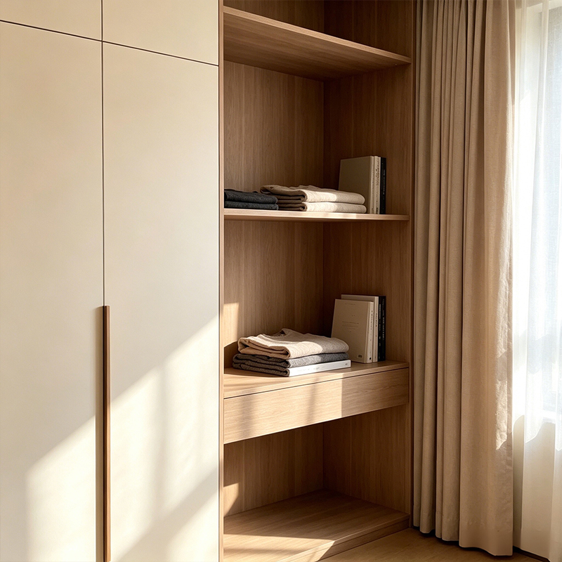Maßgefertigter, moderner Einbauschrank fürs Schlafzimmer mit Schubladen YW-10 4