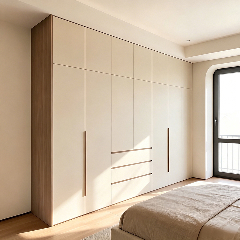 Maßgefertigter, moderner Einbauschrank fürs Schlafzimmer mit Schubladen YW-10 2