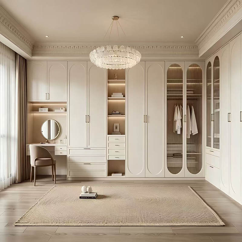 Französischer Bogen, lackierter Holzschrank für Schlafzimmer, Kleiderschrank YW-07 2