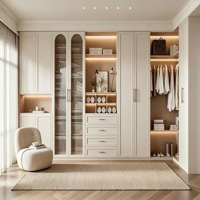 Französischer Bogen, lackierter Holzschrank für Schlafzimmer, Kleiderschrank YW-07 3