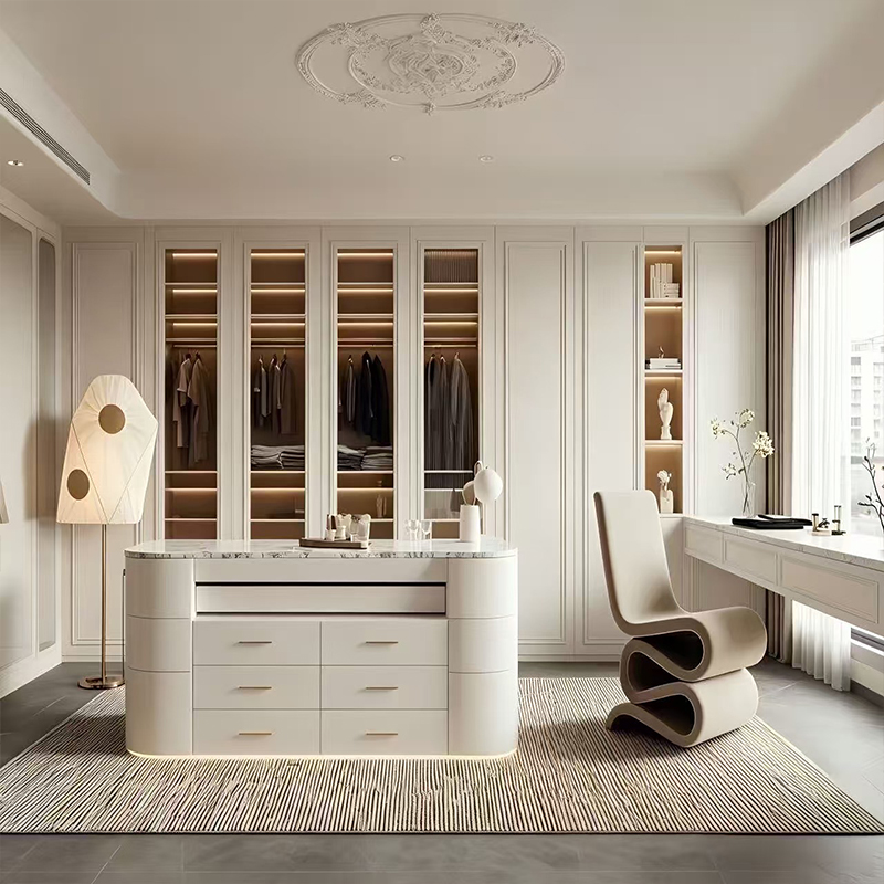 Französischer Bogen, lackierter Holzschrank für Schlafzimmer, Kleiderschrank YW-07 1