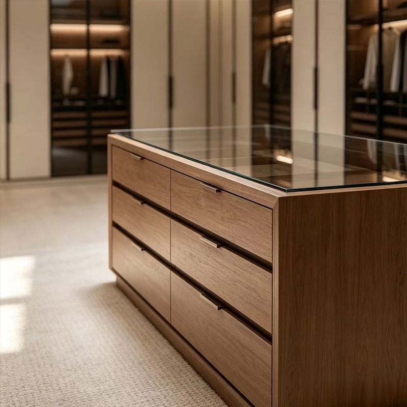 Moderner Luxus-Begehbarer Kleiderschrank mit Glasvitrine YW-12 5