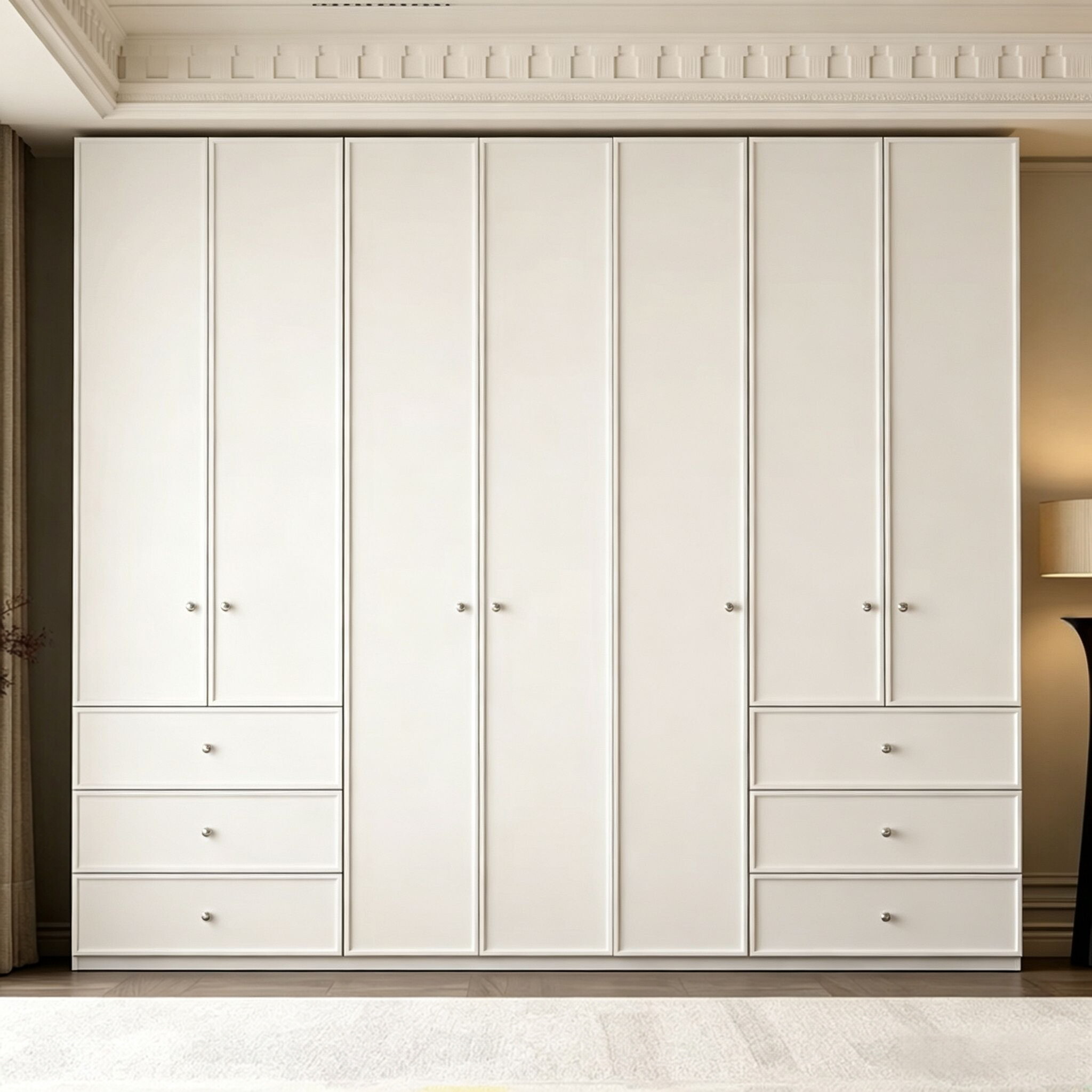 modern classic white wardrobe with wide drawers