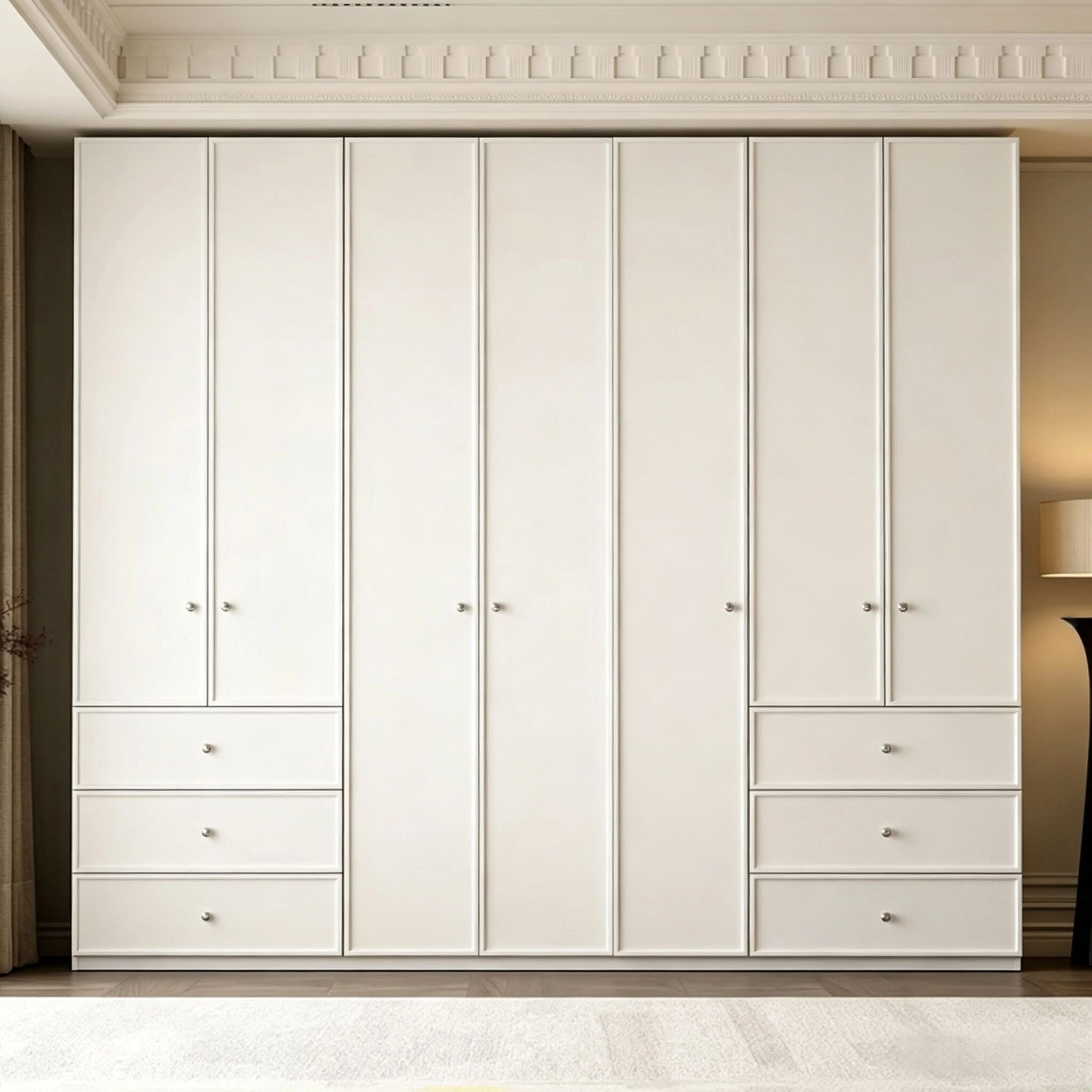 modern classic white wardrobe with wide drawers