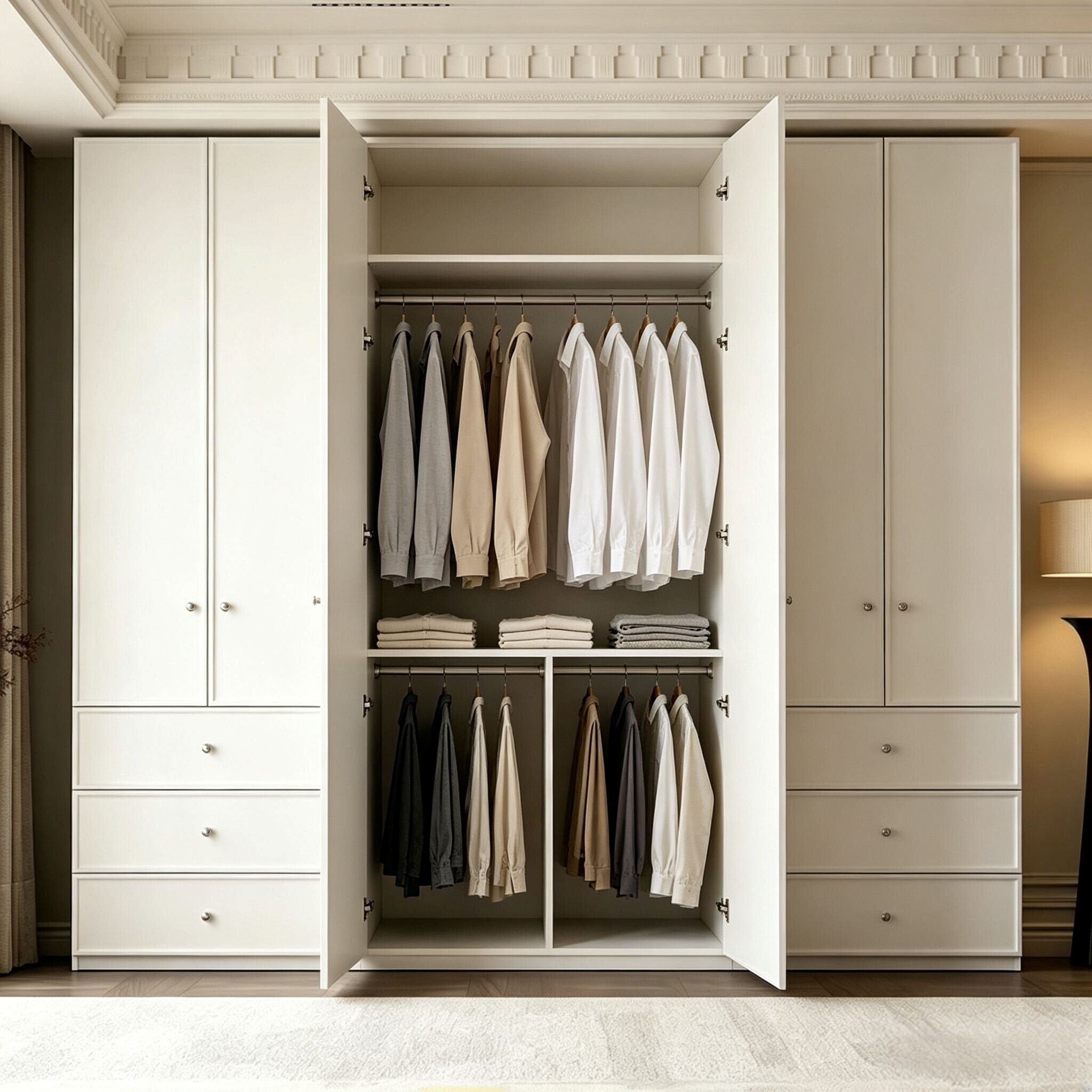 modern classic white wardrobe interior layout