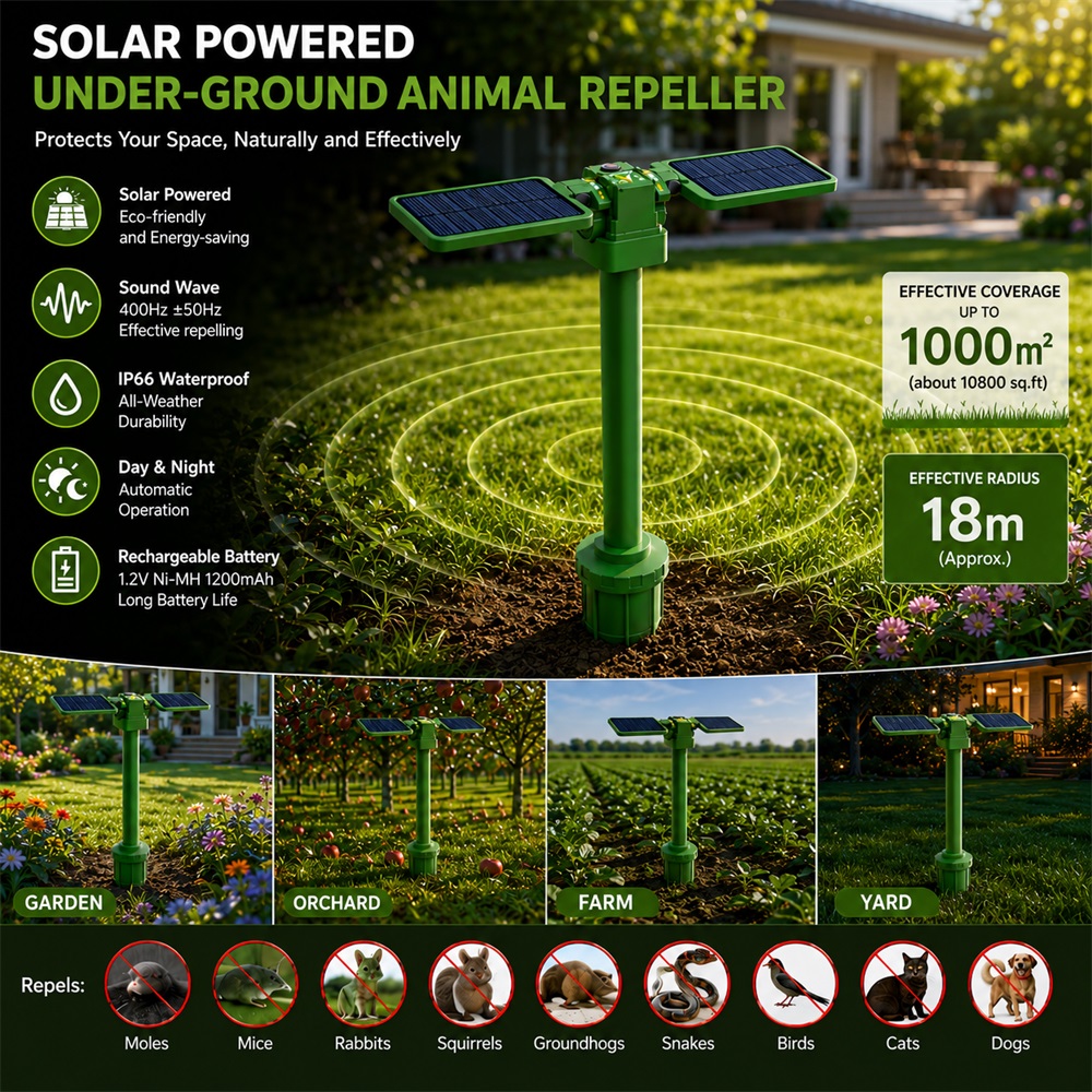 Solar Animal Repeller with Sonic Technology for Underground Pests 4
