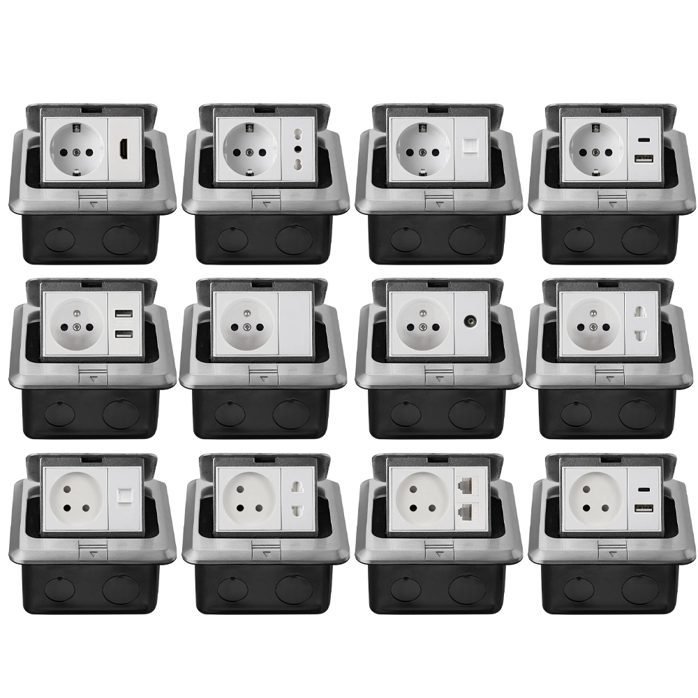 EU France Israel Russia 16A-250V stainless steel silver floor socket 1