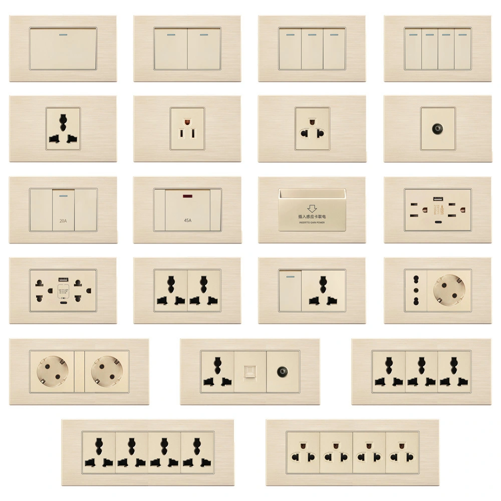LY-SK gold Flat Brushed Baked Paint 118 Combined Wall Switch and Socket 1