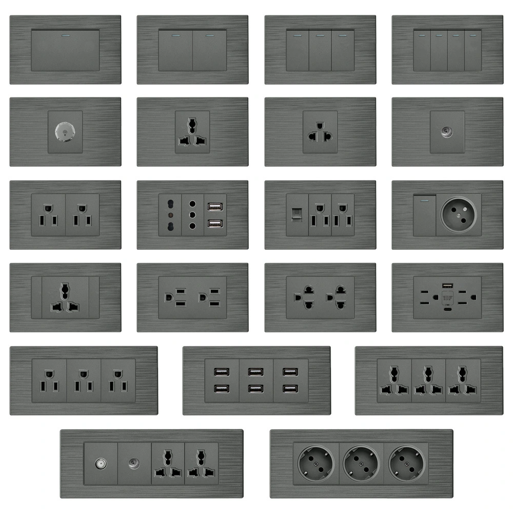 LY-SK gray Flat Brushed Baked Paint 118 Combined Wall Switch and Socket 1