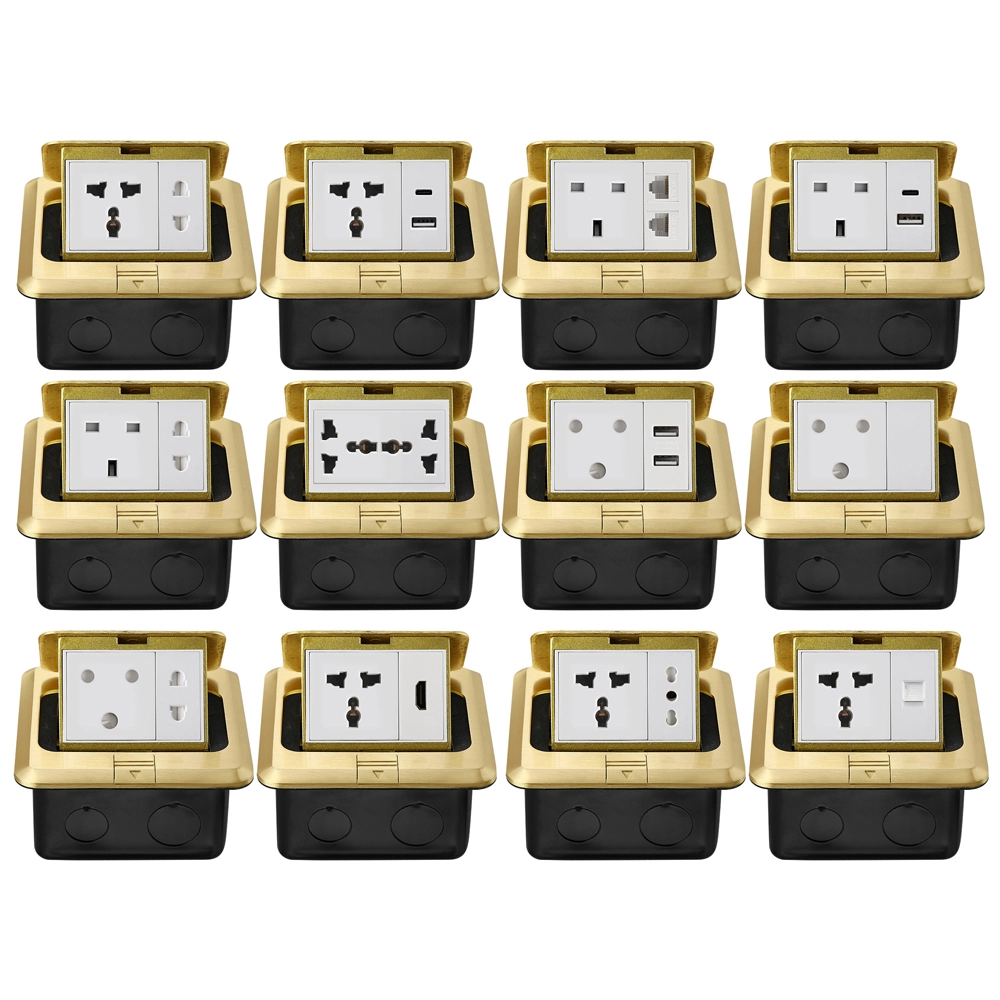 13A-250V universal UK socket stainless steel gold floor socket 1