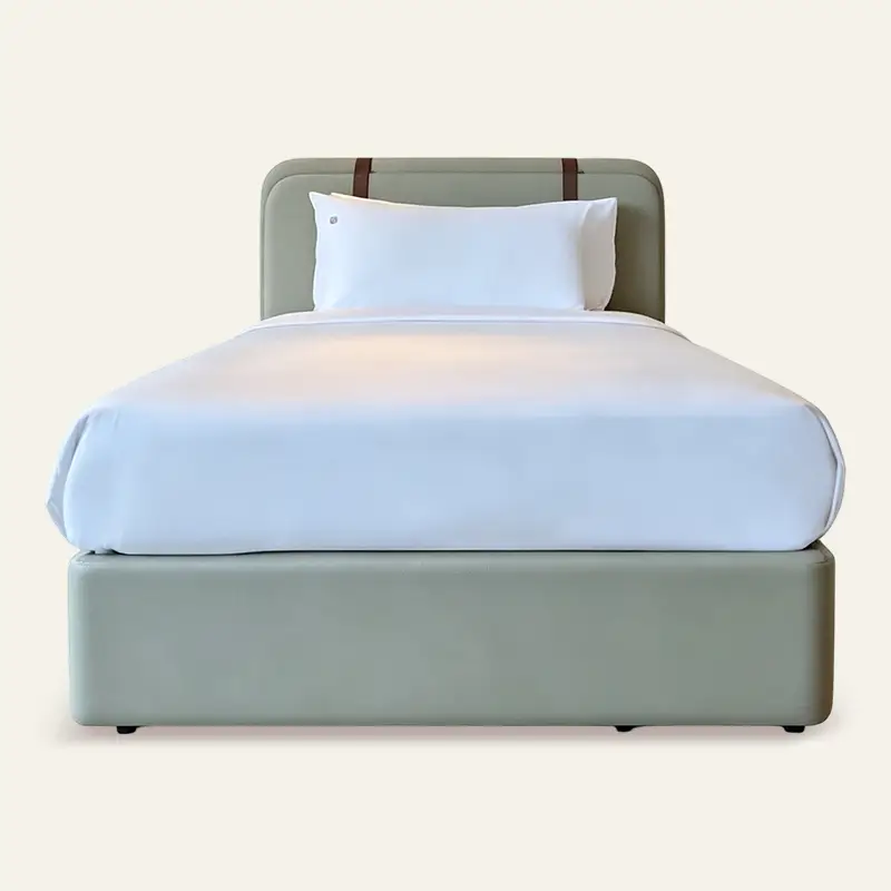 Wholesale Modern Luxury Upholstered Leather Hotel Platform Bed Headboard Guest Room Bedroom Furniture Set 1