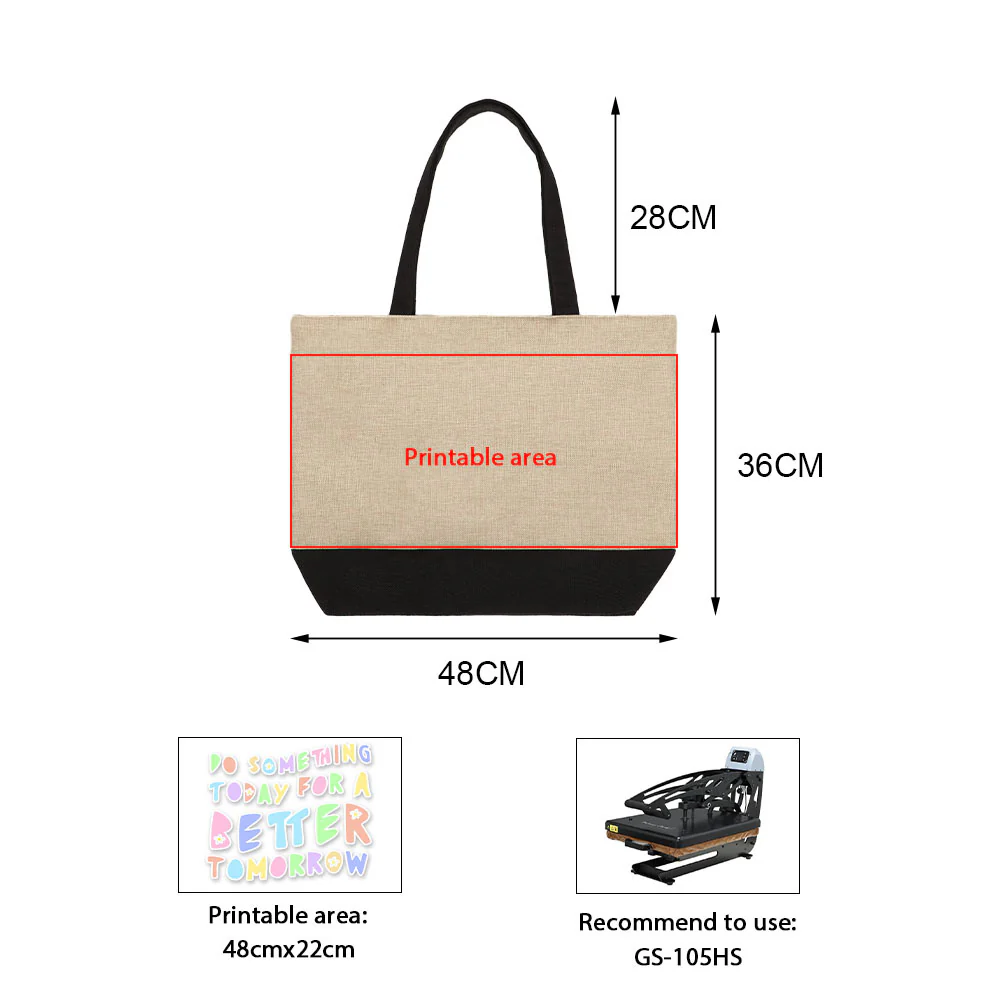 Sublimation Shopping Bags With Black Base-Flax/Natural Linen-36x48cm 12
