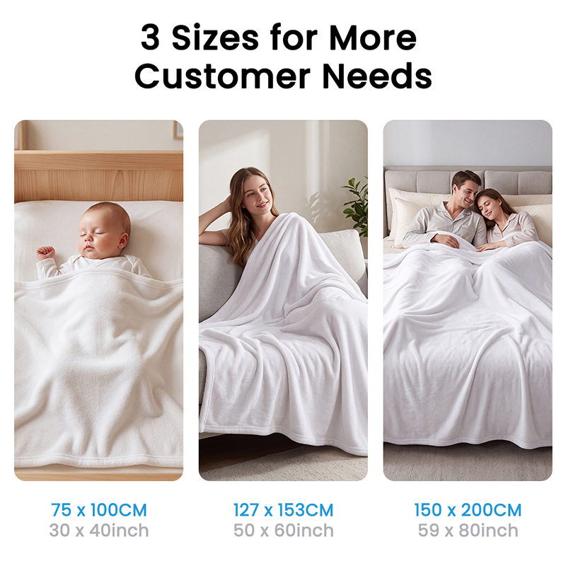 Sublimation Blanket Blanks – 320 GSM White Flannel, 3 Sizes 6