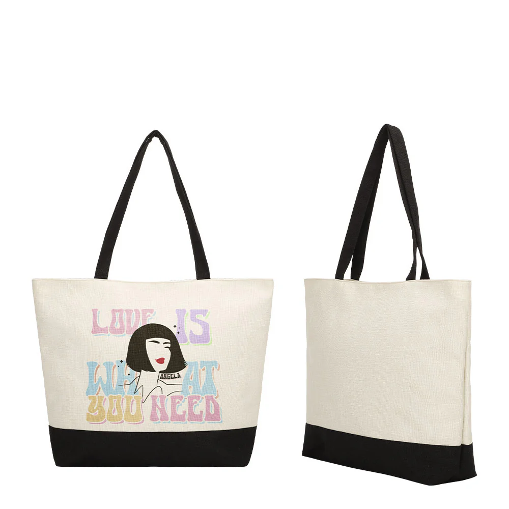 Sublimation Shopping Bags With Black Base-Flax/Natural Linen-36x48cm 2