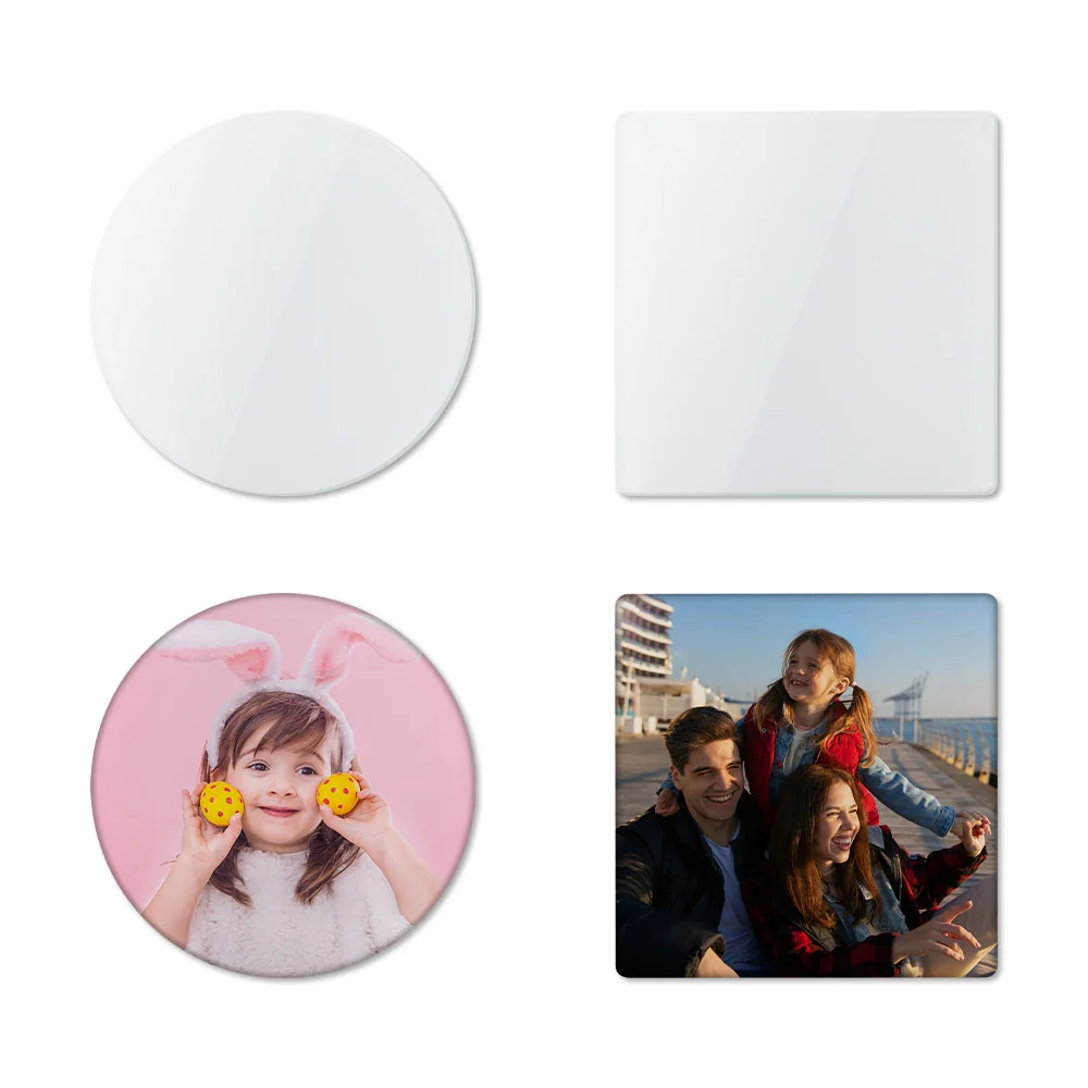 2mm Tempered Glass Sublimation Photo Blank Magnets Sublimation Fridge Magnets - Round/Square - Dia 6cm 1