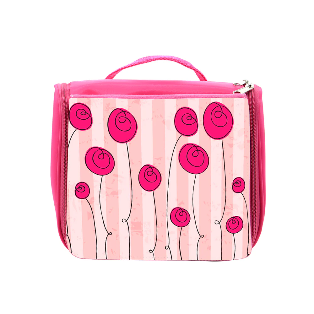 Lady's Sublimation Wash Bag-Black/Pink 3