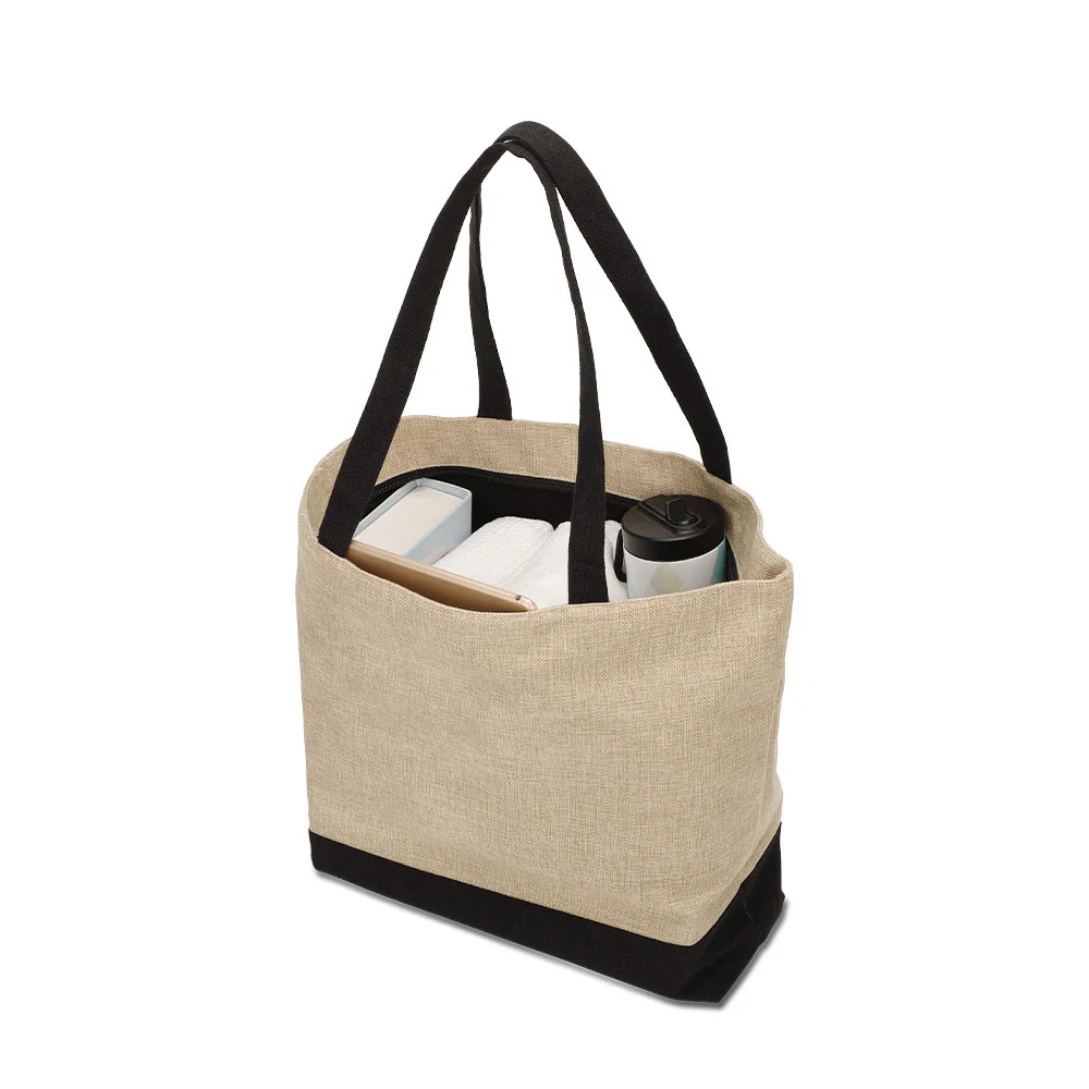 Sublimation Shopping Bags With Black Base-Flax/Natural Linen-36x48cm 4